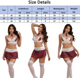 Dailygoods- Cosplay Kostuum Sexy Ondergoedset - Schoolmeisje Outfit - Mini-Plooirok - Stropdas - Damesbeha - Luchtige Stof - Schoolmeisjeskostuum — thumbnail 4