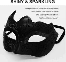 Dailygoods- Venetiaans Masker Retro - Venetiaans Masker Heren - Maskerade Masker - Feest Masker - Carnaval Masker - Uniek Asymmetrisch Design - Feestmasker — thumbnail 4