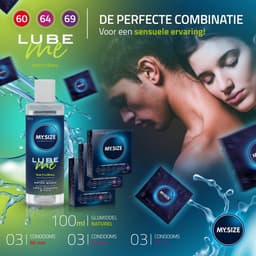 MY.SIZE condoom- + glijmiddelset met 100 ml Lube Me Natural & 3x3 condooms 60, 64, 69 mm | Glijmiddel op waterbasis | Glijmiddel geschikt voor toys & latexcondooms — thumbnail 2
