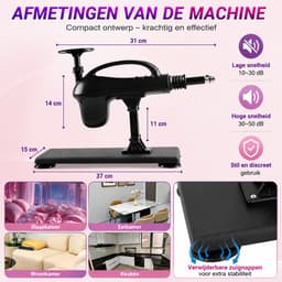 AALVERO - Sex machine - Intiem machine - Stoot machine - 7 opzetsukken - Voor hem en haar - Plastic zonder chemicaliën - Zwart — thumbnail 4