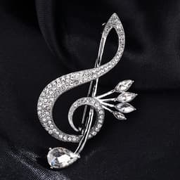 broche in de vorm van een muzieknoot met strass in de vorm van een vloersleutel voor sjaal jas kostuum bruid lijfje voor dames meisjes heren muzikant boeket huwelijkscadeau — thumbnail 2