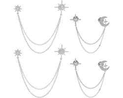4 stuks 2 stijlen strass ster broche legering ster maan kwast prachtige reversspeld platina strass sneeuwvlok hangende lange kwastnaalden