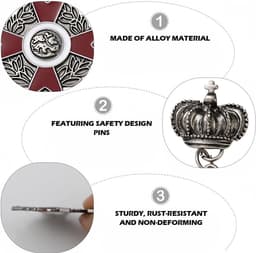 Gespen Broche Kroon Medaille Badge Legering Vintage Revers Pin Orde Badge Voor Vrouwen Mannen Kostuum Decoratie (1 stuk), Metaal — thumbnail 5
