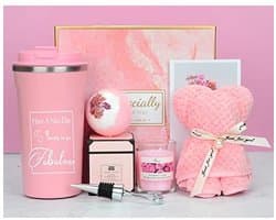 GEEKEO Vrouwen Cadeauset, Verjaardag voor haar, Unieke Moeder Beste Vriend, Get Well Soon Vrouwen, SPA Ontspannen Verwennen Gift Set Haar Vriendin Vrouw Zus, Roze (LH001)