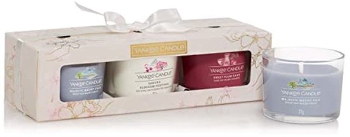 Cadeau Geschenkset met 3 Geurende Votiefkaarsen | Sakura Blossom Festival Collectie — afbeelding 1