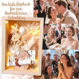 Romantisch geldcadeau met eeuwige bloemen en houten doos voor hem en haar — thumbnail 2