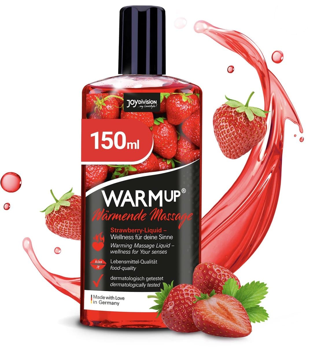 JOYDIVISION WARMup 150 ml Massagevloeistof met Fruitige Aardbeiengeur en -Smaak | Verwarmend Effect | hou van Massageolie — afbeelding 1