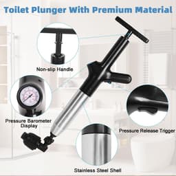 Drain Cleaner, Pump with Air Pressure Display, Compressed Air Tube Cleaner with 4 Suction Cups, Compressed Air Tube - ShopVlot — thumbnail 4