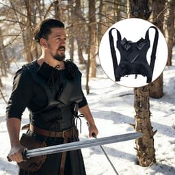 SnelShoppen - Verstelbare Lederen Dubbele Zwaard Houder met Terug Schede voor Cosplay, Zwart PU-leer, Geschikt voor Rapier en Mes, Ideaal voor Anime K — thumbnail 4