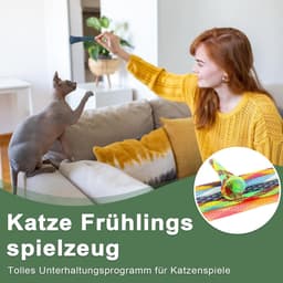 10 stuks kattenspeelgoed met veer - Kleurrijke spiraal - Van gekleurd plastic - Kattenspeelgoed - Bijten en kittens jacht - Willekeurige kleur — thumbnail 2
