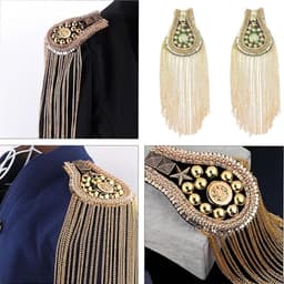 2 Stukken Punk Epauletten, Gouden Epauletten, Metalen Epauletten met Kwastjes, Geschikt voor Herenmilitairen, Maskerade, Toneelvoorstellingen, Uniformdecoratie(Gouden) — thumbnail 5