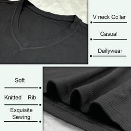 Cmdr Slim Fit V-hals Lange Mouw Spier-Thermo-T-Shirt Casual Geribbelde Trui Lichte Trui Onderhemden — thumbnail 2