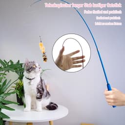 13 stuks kattenspeelgoedset, interactieve kattenspeelgoedveren, kattenhengel met 2 stuks inschuifbare, 11 kattenspeelgoed, reserveveren, zelfbezigheid met veer/bug/visbel — thumbnail 5