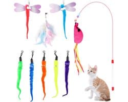 9 stuks kattenspeelgoedset, veerspeelgoed, pluche speelgoed, speelgoedmuizen, variety pack voor kitty, verstelbare hengel voor interactief speelplezier en zelfbezigheid