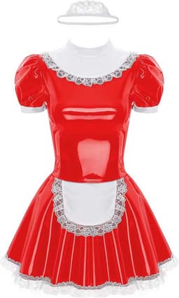 Latex wetlook schoonmaakster - Rollenspel - Erotische kleding - Sexy Jurk - Met hoofdband - Cosplay — thumbnail 2