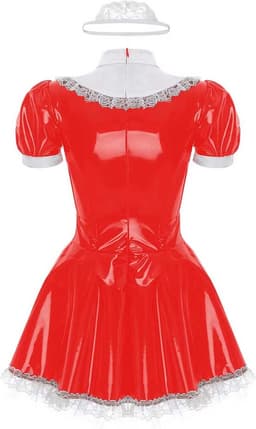 Latex wetlook schoonmaakster - Rollenspel - Erotische kleding - Sexy Jurk - Met hoofdband - Cosplay — thumbnail 4