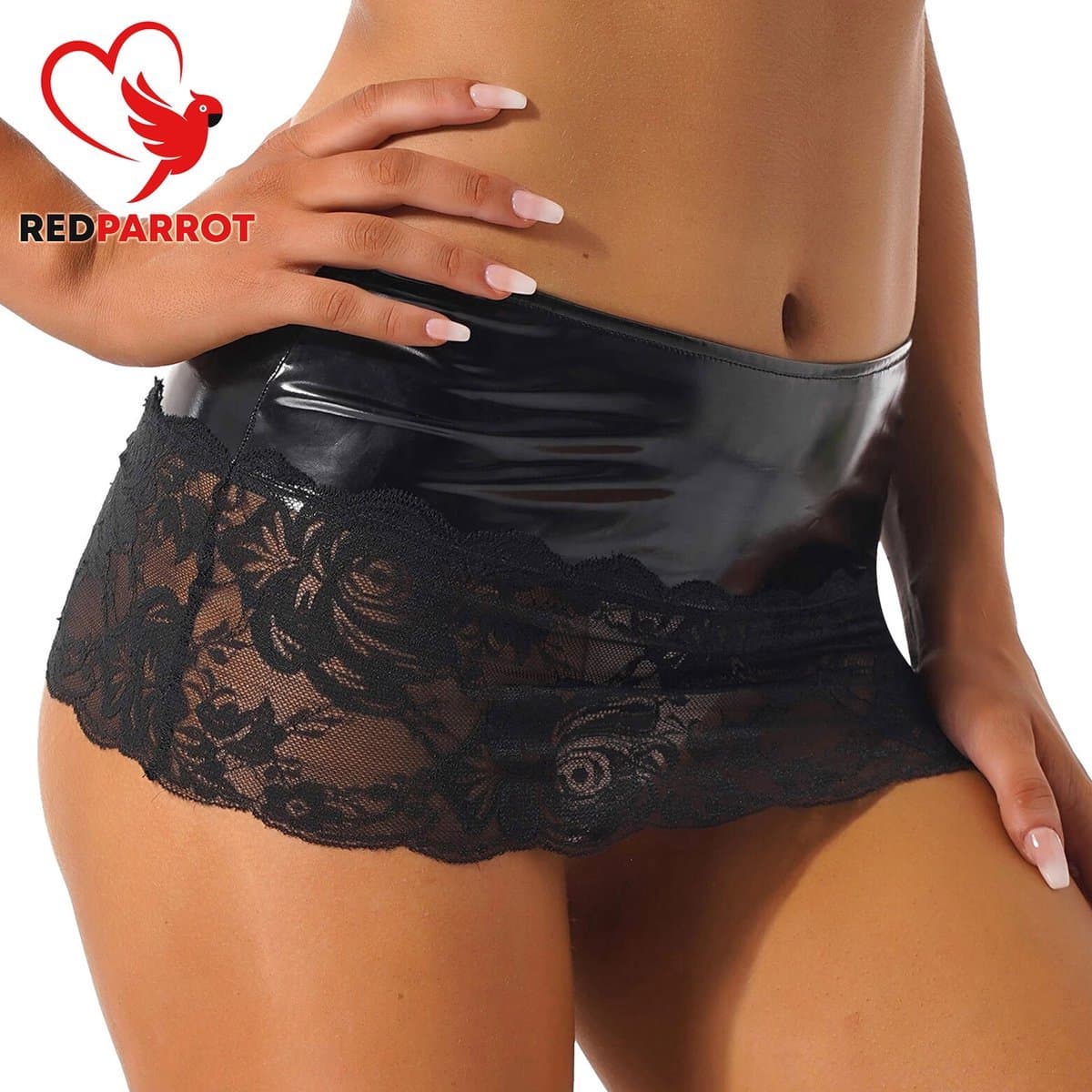Latex wetlook rok met kanten onderzijde - Erotisch - Verleidelijk - Sexy lingerie - Zwart — afbeelding 1