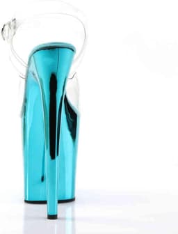 Pleaser - FLAMINGO-808 Sandaal met enkelband, Paaldans schoenen - Paaldans schoenen - 38 Shoes - Blauw/Transparant — thumbnail 4