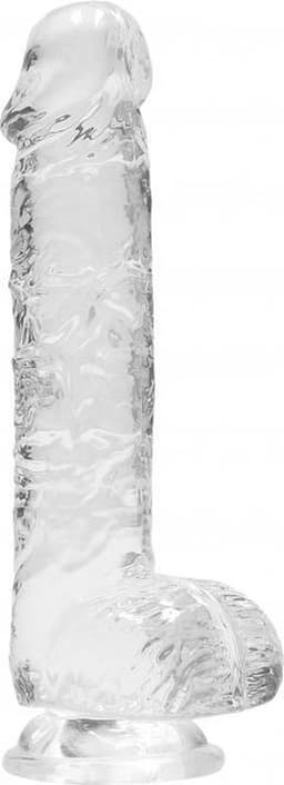 6" / 15 cm Realistic Dildo With Balls - Transparent — thumbnail 3