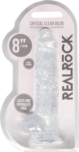 8" / 20 cm Realistic Dildo With Balls - Transparent — thumbnail 4