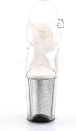 Pleaser - FLAMINGO-808G Sandaal met enkelband, Paaldans schoenen - Paaldans schoenen - 37 Shoes - Zilverkleurig/Transparant — thumbnail 2