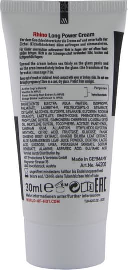 Hot Rhino Long Power Cream - 30 ml - Delay Cream — thumbnail 10