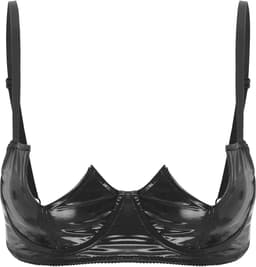 Uitdagende half open latex wetlook BH - Erotische Beha - Push up - Sexy lingerie - Halve borst zichtbaar — thumbnail 2