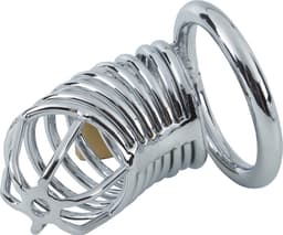 Banoch | Cockcage Zilver metaal | Chastity Cage met 3 ringen | 40 mm, 45 mm & 50 mm — thumbnail 6