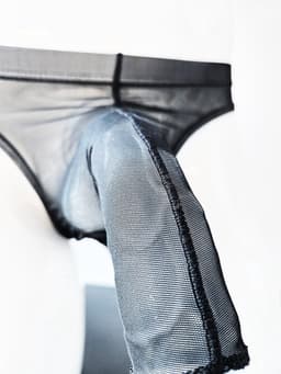 BamBella® Slip open kruis kant voor mannen - S/M - doorzichtig Erotische Sexy Lingerie Heren - Zwart mannen ondergoed slip — thumbnail 4