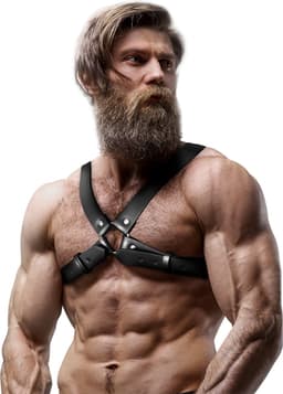 Fetish Submissive Attitude - Mens Adjustable Eco-Leather Cross Chest Bulldog Harnas — thumbnail 4