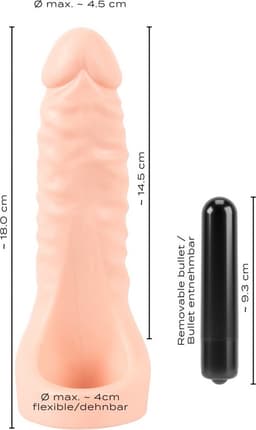 Realistixxx Double Fucker Opzet Dildo Vibrator - Rekbare Dubbele Penetratie Strapon Dildo - Strapon voor Mannen met Vibratie 18 cm — thumbnail 2