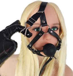 BNDGx® - Extreme BDSM Masker - Nep Leer - Met Gag Neus Klem - SM — thumbnail 3