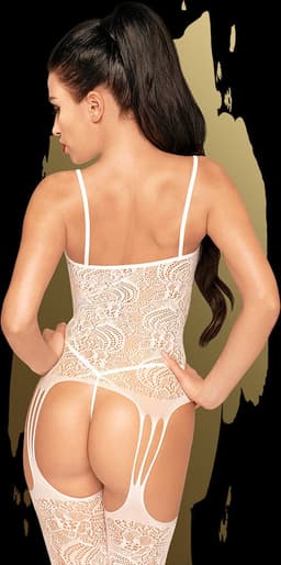 Penthouse Lingerie Eye of the Storm - Erotische Catsuit met Jarratels - Maat S/L - Wit — thumbnail 3