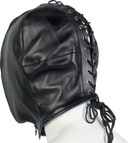 Banoch | Masker Close Up | zwart imitatie leer | Bondage — thumbnail 10