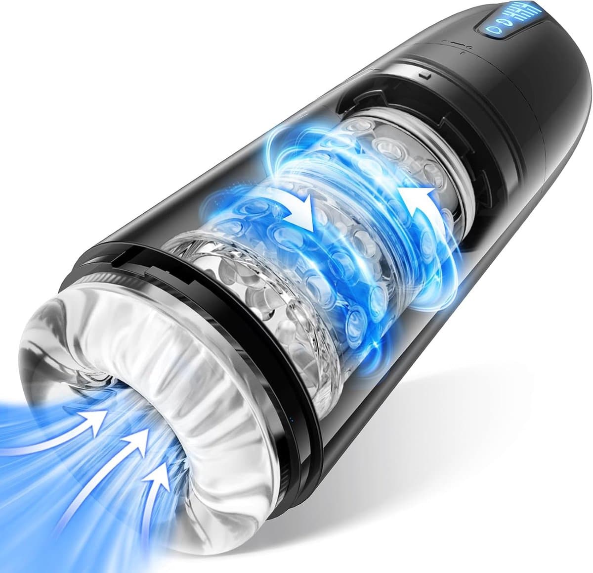 DOWO® - Masturbator voor Man - 7 Zuig & 7 Vibratiestanden - - Ultra Realistisch - Masturbator - Sex Toys voor Mannen - Masturbators - Blowjob Masturbator - Pocket Pussy - Elektrisch - Oplaadbaar – Zwart — afbeelding 1