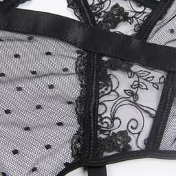 Sexy Lingerie - Luxe Lingerie Set - Erotische Bodysuit in Kanten Cups - Jarretel - BDSM Bondage look - Valentijnsdag - kleur Zwart - Plus size - Maat M — thumbnail 5