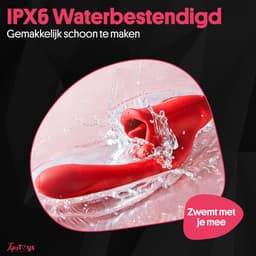 TipsToys® 3-in-1 Vibrator - Clitoris Zuiger en G Spot Stimulator met Likkende Tong - 10 Lik, Bef, Tril, Bijt, Vibratie & Pulse Standen - Dildo Sex Toys - Zuigende Teaser Tepel, Vagina, Clit - Seksspeeltjes voor Vrouwen - IPX6 - Rood — thumbnail 3