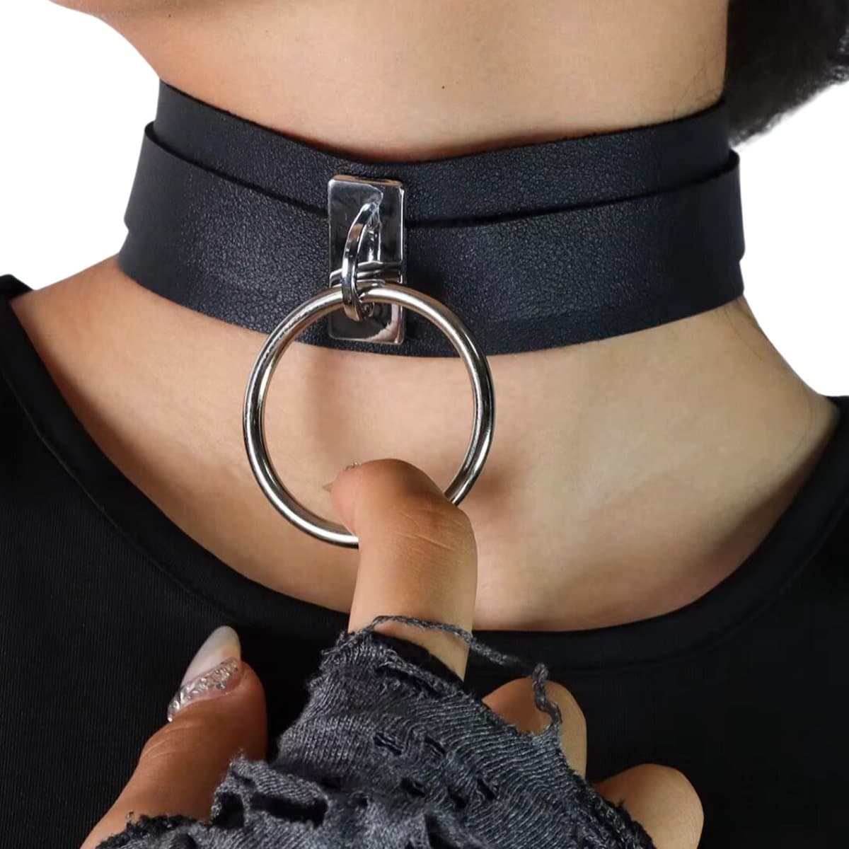 Sexy BDSM Choker Hals – Bondage Harnas - Kunstleer met Ring – One Size – Mannen en Vrouwen - Erotiek & Bondage - Tuigje - BDSM Sex Toys — afbeelding 1