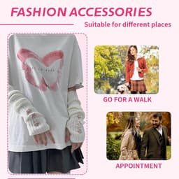 1 paar zachte witte vingerloze handschoenen met sterversiering voor Goth-outfits en armwarmers voor dames Femboy kleding - Y2K esthetische Grunge stijl — thumbnail 2
