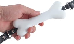 Banoch - Mouthgag bone - siliconen gag bot - honden bot wit - puppy play — thumbnail 2