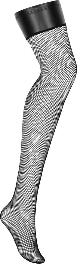 Sexy zwarte kousen L/XL Wetlook rand — thumbnail 4