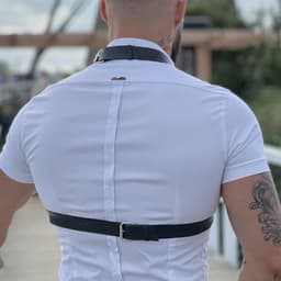 Heren Borst Harnas - Bandjes Riemen - Feest Outfit - Verstelbare Gespen - One Size - Zwart — thumbnail 4