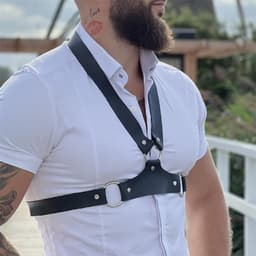 Heren Borst Harnas - Bandjes Riemen - Feest Outfit - Verstelbare Gespen - One Size - Zwart — thumbnail 2