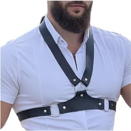 Heren Borst Harnas - Bandjes Riemen - Feest Outfit - Verstelbare Gespen - One Size - Zwart — thumbnail 1