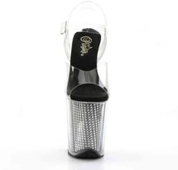 Pleaser - FLAMINGO808SRS Sandaal met enkelband, Paaldans schoenen - Paaldans schoenen - 42 Shoes - Zilverkleurig/Transparant — thumbnail 4