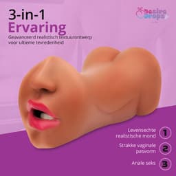 Desiredrops Realistische Masturbator – Siliconen – Pocket Pussy voor Man - 3 in 1 – Blowjob Masturbator met Billen en Kunst Vagina – Sex Toys Mannen en Koppels – Nep Kut – Discreet & Herbruikbaar — thumbnail 4