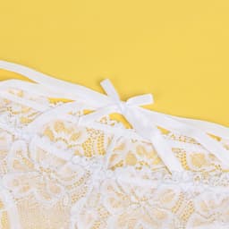 Zeloria Kanten Slip met Open Kruis en Strikdetail – Wit – Dames Lingerie Slip met Bandjes – XXL — thumbnail 4