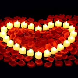 Valentijnsdag Romantische voor Haar Kit 24 Stks Vlamloze Romantische LED Kaarsen met 2000 Stks Kunstmatige Rozenblaadjes Set A — thumbnail 4