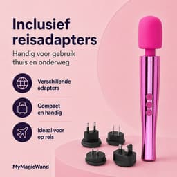 Electric Pink Wandvibrator - Clitoris Stimulator - Krachtig Massageapparaat - 13 Standen - 6 Snelheden - 7 Patronen - Flexibele Kop - Zacht Siliconen - Waterdicht IPX7 - Oplaadbaar - Seksspeeltje - Voor Vrouwen - Reisadapter - Roze - MyMagicWand — thumbnail 4