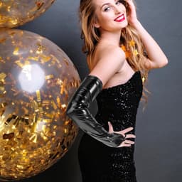 Dailygoody - Vingerloze Handschoenen - Lange Metalic Opera Handschoenen - Sexy Elleboog Lengte - Zwart - Halloween Accessoire - Perfect voor Thee Party — thumbnail 3